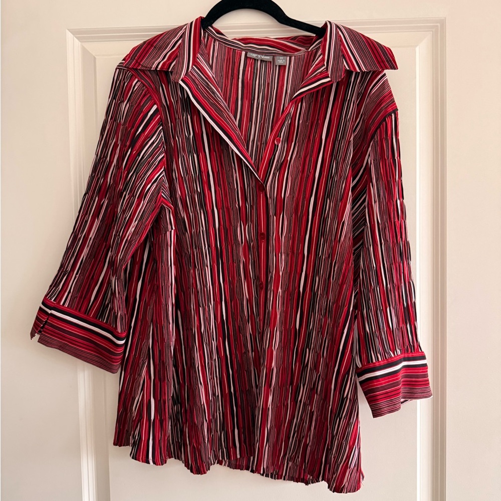 Apt 8 woman striped blouse vintage Striped Red Women's Top